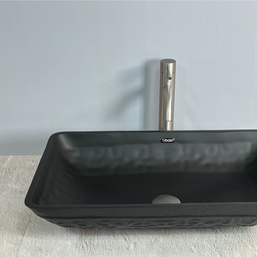 [바인도기] 블랙 인테리어 디자인 유리볼 세면대 세면기 560x365x110